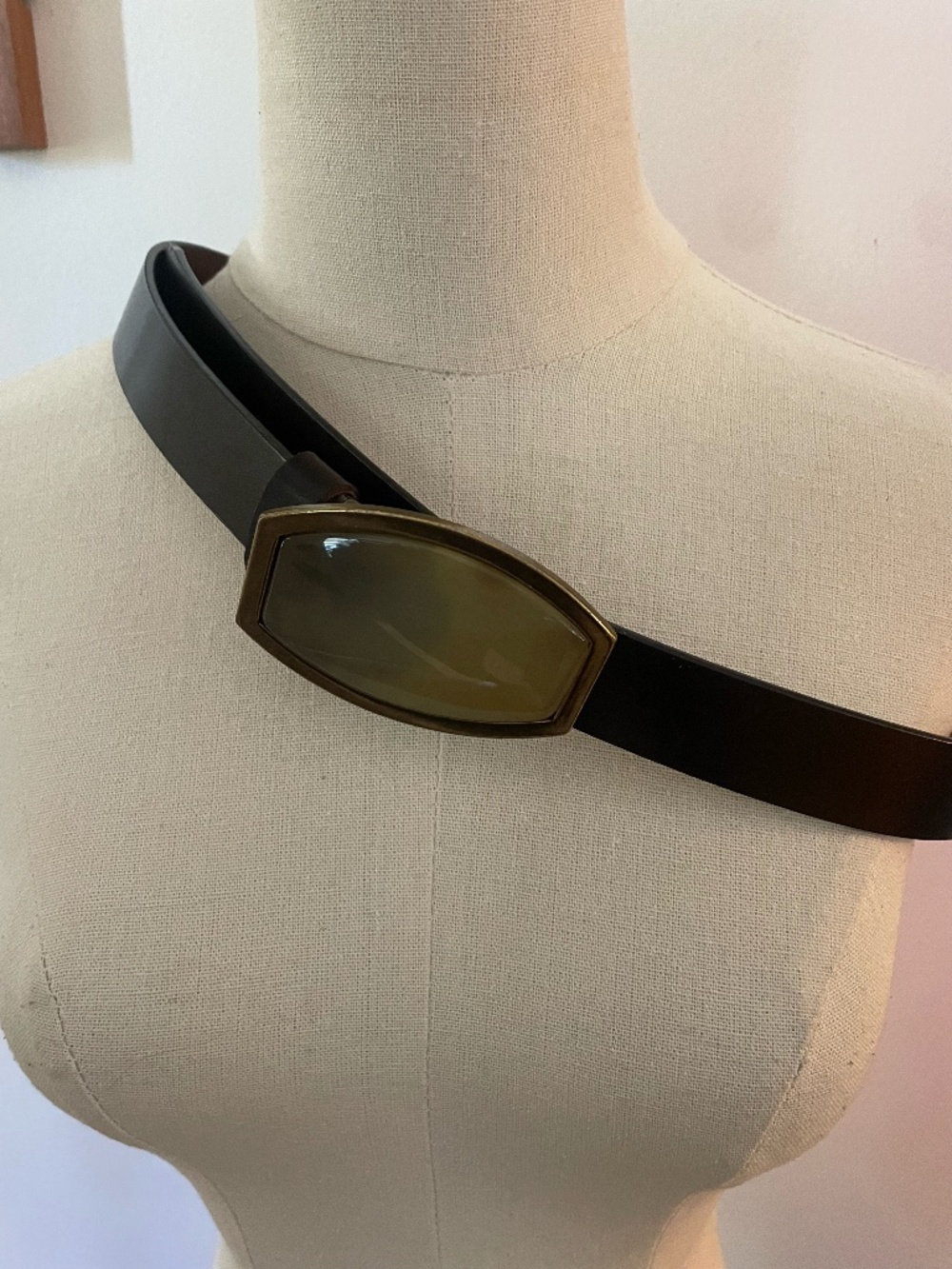 Coldwater Creek Leather Statement Belt with Stone Size Small